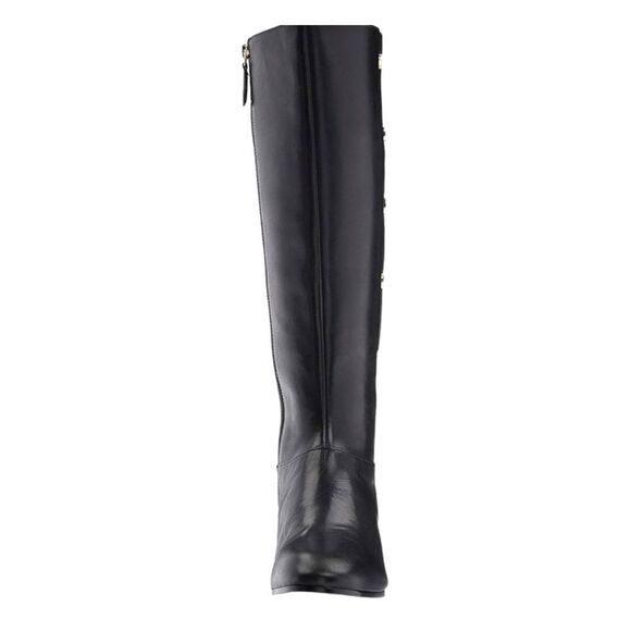 Nine West Oreyan Tall Black Leather Riding Boots Gold Button Details US Size 8.5 - Picture 6 of 10